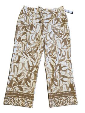 NWT SOHO APPAREL Neutral Botanical Wide Leg Flowy Pants with Pockets Size XL